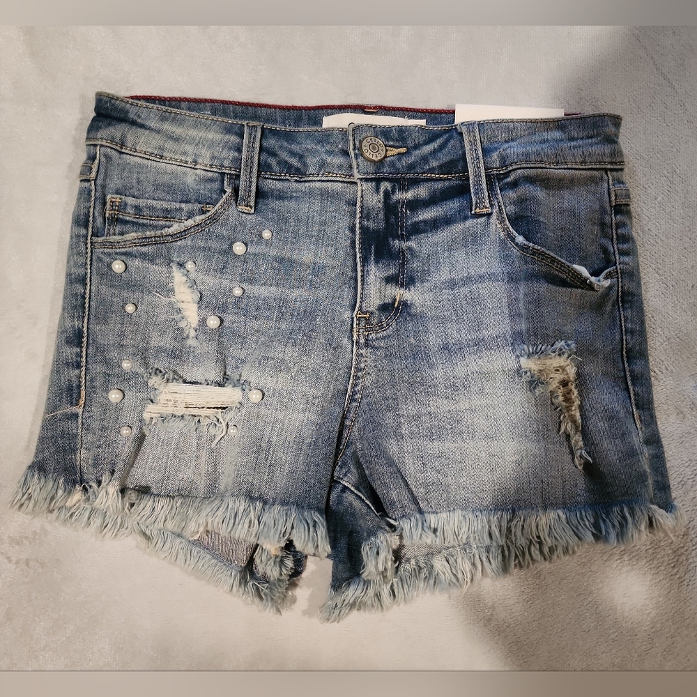 Cello Embellished Light Denim Cut Off Shorts Size Small
